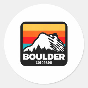 Pegatina Redonda Boulder Colorado Esquí Snowboarding Family Trip 1