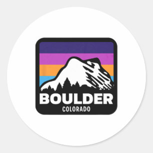 Pegatina Redonda Boulder Colorado Esquí Snowboarding Family Trip 2