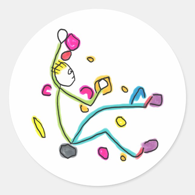 Pegatina Redonda Bouldering Stickman (Anverso)