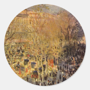 Pegatina Redonda Boulevard des Capucines por Claude Monet, Bella Ar