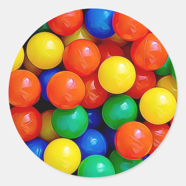 Pegatina Redonda Bouncy Balls Birthday (Anverso)