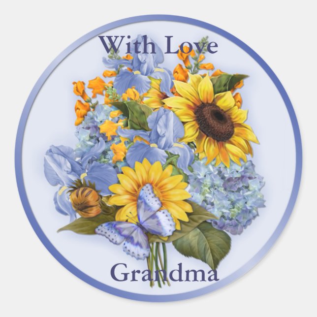 Pegatina Redonda Bouquet - Abuela (Anverso)