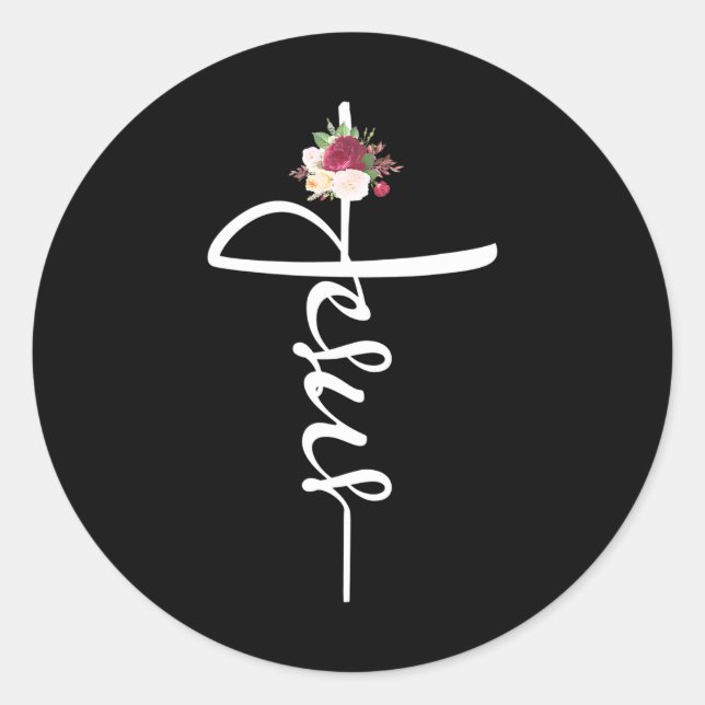 Pegatina Redonda Bouquet cristiano Jesucristo (Anverso)