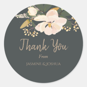 Pegatina Redonda Bouquet de flor de magnolia de primavera