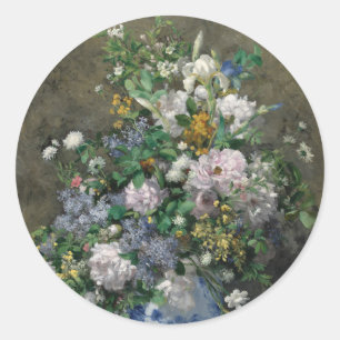 Pegatina Redonda Bouquet de primavera por Auguste Renoir