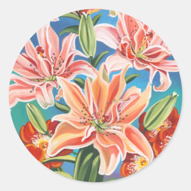 Pegatina Redonda Bouquet en la frontera II (Anverso)