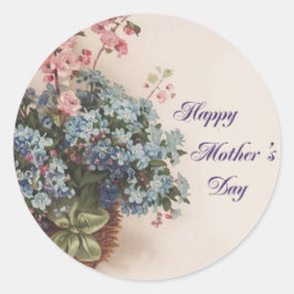 Pegatina Redonda Bouquet en una canasta