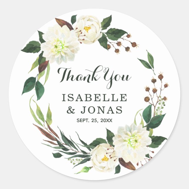 Pegatina Redonda Bouquet Rosas elegantes (Anverso)