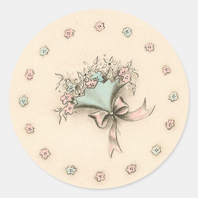Pegatina Redonda Bouquet vintage (Anverso)