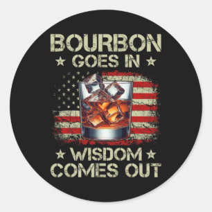 Pegatina Redonda Bourbon Entra Sabiduría Sale Whiskey Bandera De Es
