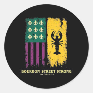 Pegatina Redonda Bourbon Street Strong New Orleans Orleans Orleans 