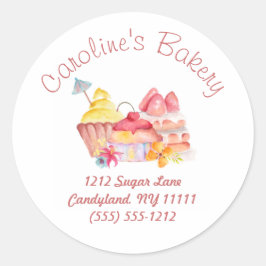 Pegatina Redonda Boutique Baking and Bakery, pasteles y pasteles