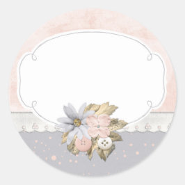 Pegatina Redonda Boutique de botones de coser floral de Shabby Chic