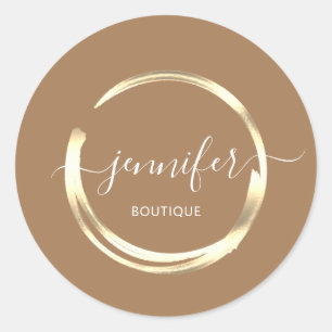 Pegatina Redonda Boutique Shop Brown Gold