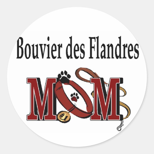 Pegatina Redonda Bouvier des Flandres Dog MOM (Anverso)