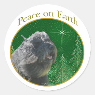 Pegatina Redonda Bouvier Des Flandres Peace