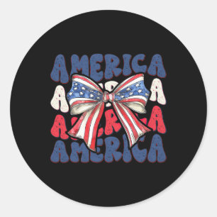 Pegatina Redonda Bow America 4 De Julio Día De Independencia Patrió