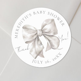 Pegatina Redonda Bow Baby Shower