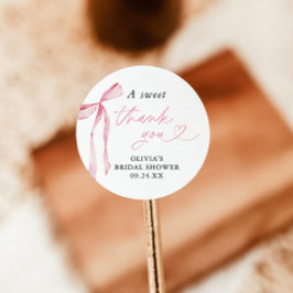 Pegatina Redonda Bow Bridal Shower Favor Pegatina, Pegatinas de pos