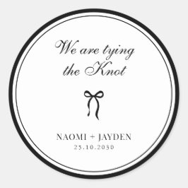 Pegatina Redonda Bow Classic Old Money Black & White Wedding