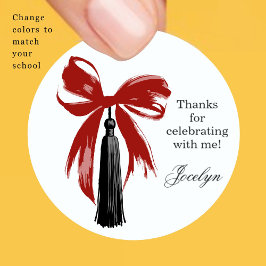 Pegatina Redonda Bow Coquette Graduation Party Favor Sticker