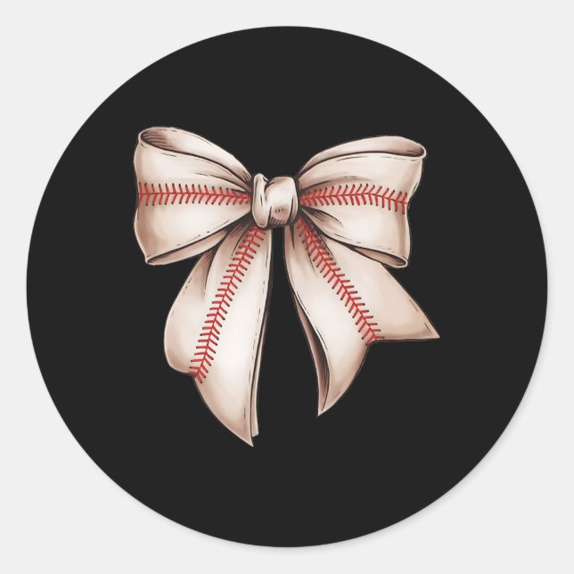 Pegatina Redonda Bow de béisbol retro (Anverso)