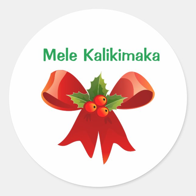 Pegatina Redonda Bow de los Navidades de Mele Kalikimaka (Anverso)