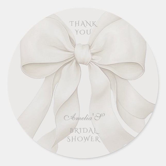 Pegatina Redonda Bow Elegant Bridal Shower Gracias (Anverso)