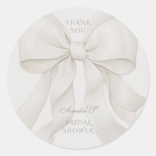 Pegatina Redonda Bow Elegant Bridal Shower Gracias