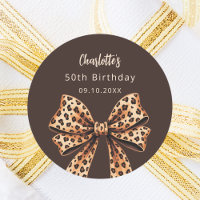 Bow leopardo impresión bistre marrón Cumpleaños