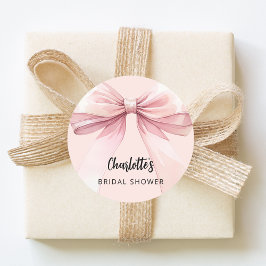 Pegatina Redonda Bow pink Bridal Shower