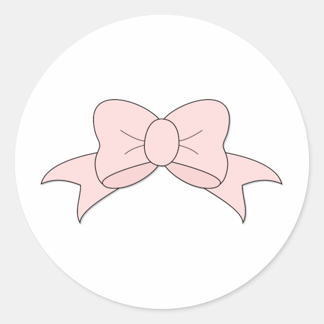 Pegatina Redonda Bow Rosa Cute Girly Baby (Anverso)