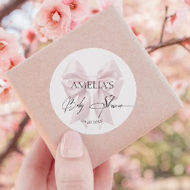 Pegatina Redonda Bow rosa suave elegante
