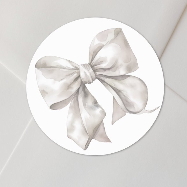 Pegatina Redonda Bow Simple Bridal O Baby Shower (Bow Simple Bridal Or Baby Shower Classic Round Sticker)