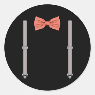 Pegatina Redonda Bow Tie Con Suspendedores Boda Y Especial Occasí
