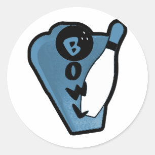 Pegatina Redonda Bowl Pin Retro Bowling y logotipo azul
