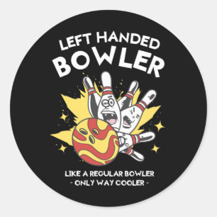 Pegatina Redonda Bowler A La Izquierda Como Un Bowler Regular Sólo