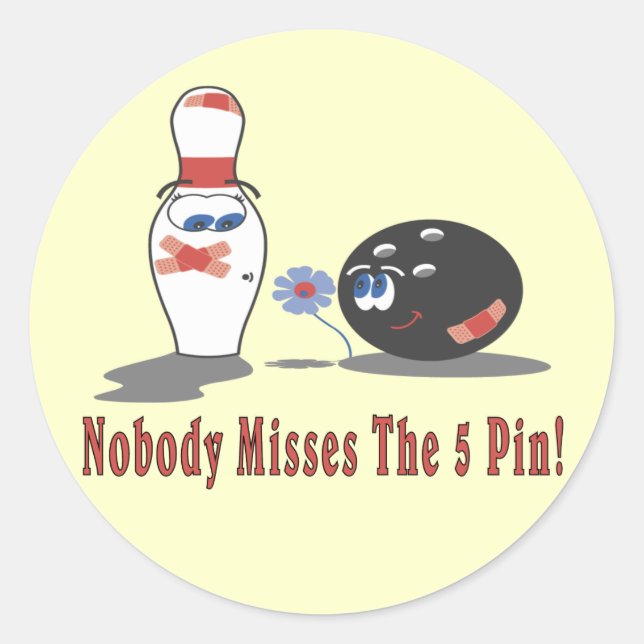 Pegatina Redonda Bowling 5 Pin (Anverso)