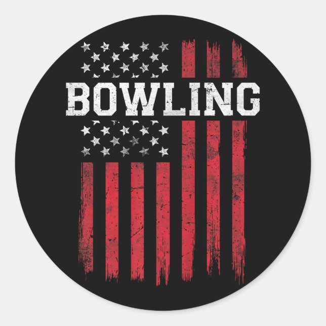 Pegatina Redonda Bowling American Flag Patriot Bowler (Anverso)