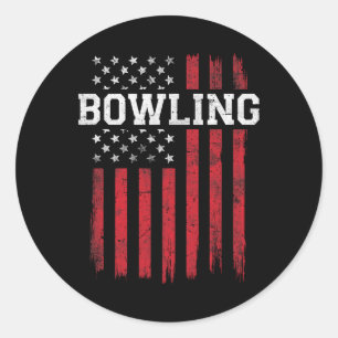 Pegatina Redonda Bowling American Flag Patriot Bowler