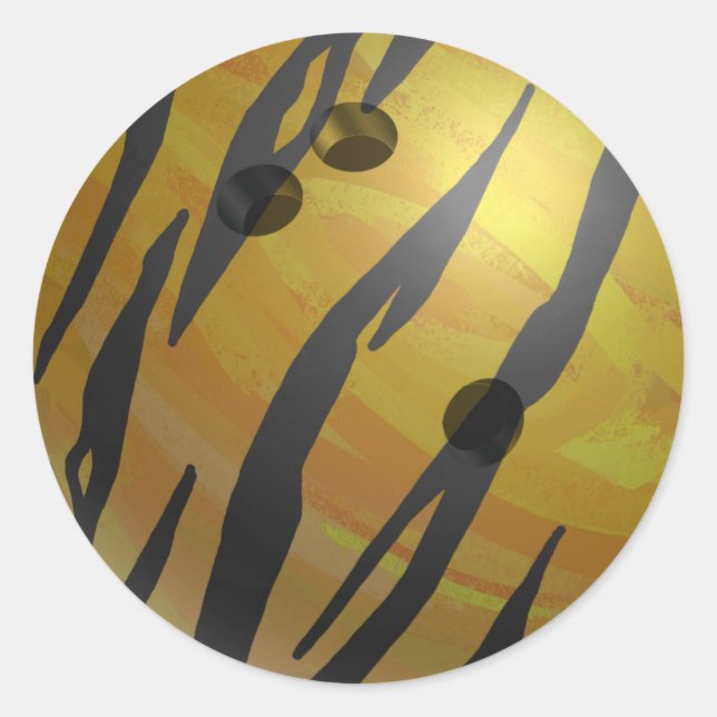 Pegatina Redonda Bowling Ball Tiger Yellow (Anverso)