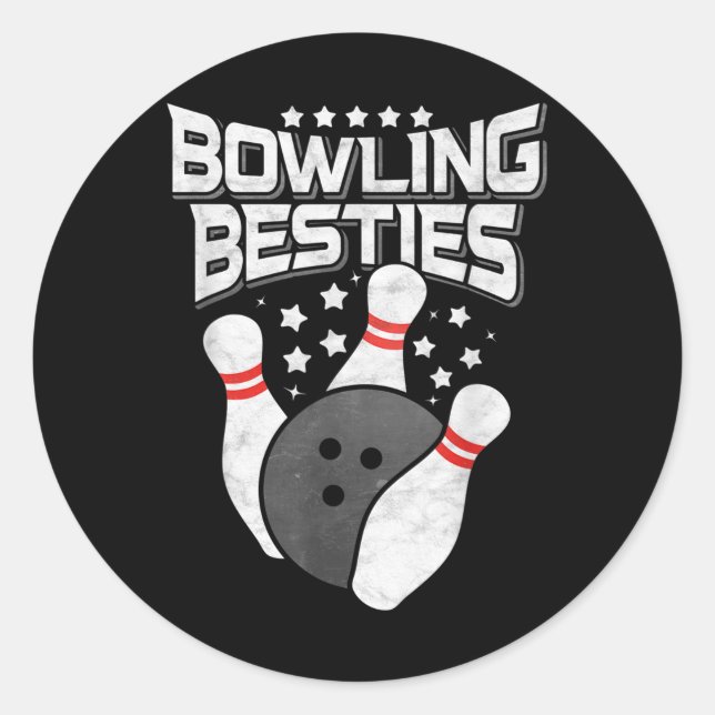 Pegatina Redonda Bowling Besties (Anverso)