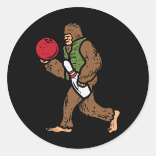Pegatina Redonda Bowling Bigfoot Compañero de bolos divertido Sasqu
