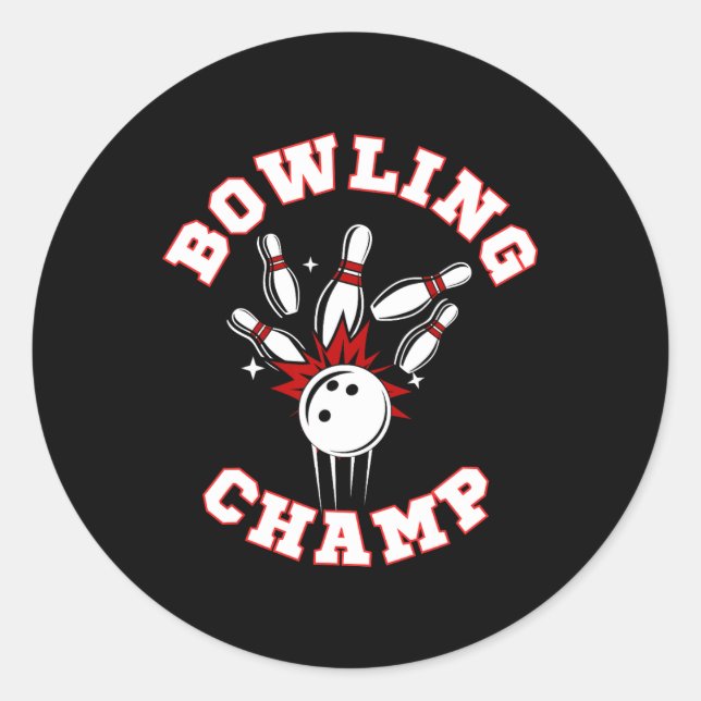 Pegatina Redonda Bowling Champ Champion  (Anverso)