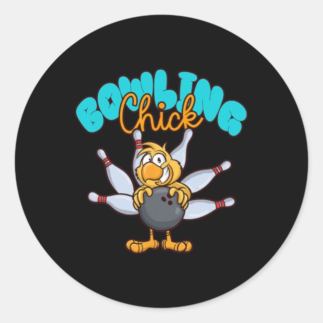 Pegatina Redonda Bowling Chick (Anverso)