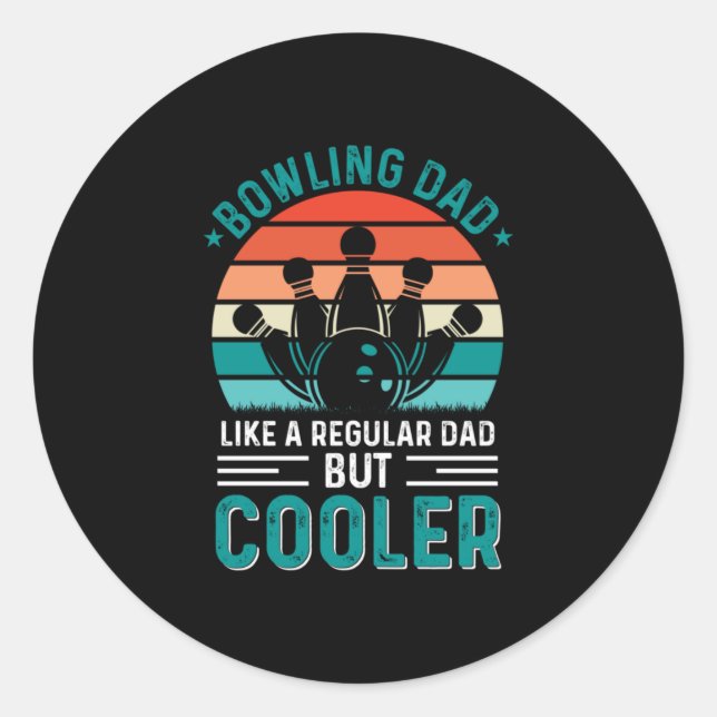 Pegatina Redonda Bowling Dad (Anverso)
