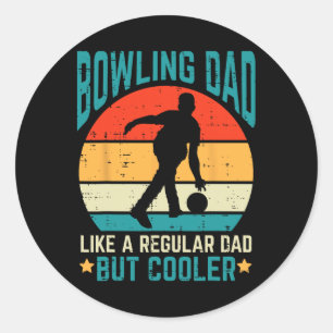 Pegatina Redonda Bowling Dad Cooler Retro Padres Day Bowler Daddy