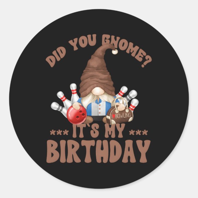 Pegatina Redonda Bowling Dad For Bowling Gnome (Anverso)