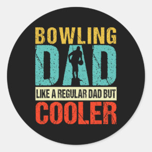 Pegatina Redonda Bowling Dad Funny Bowlers Spare Bowling Pin Strike