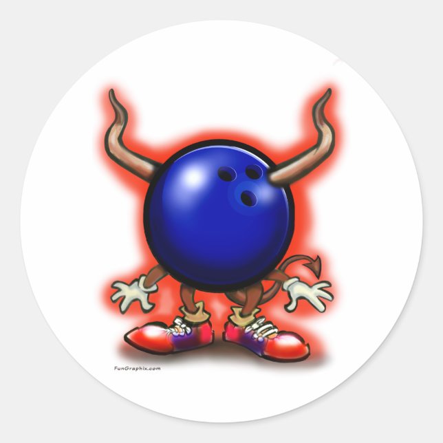 Pegatina Redonda Bowling Demon (Anverso)